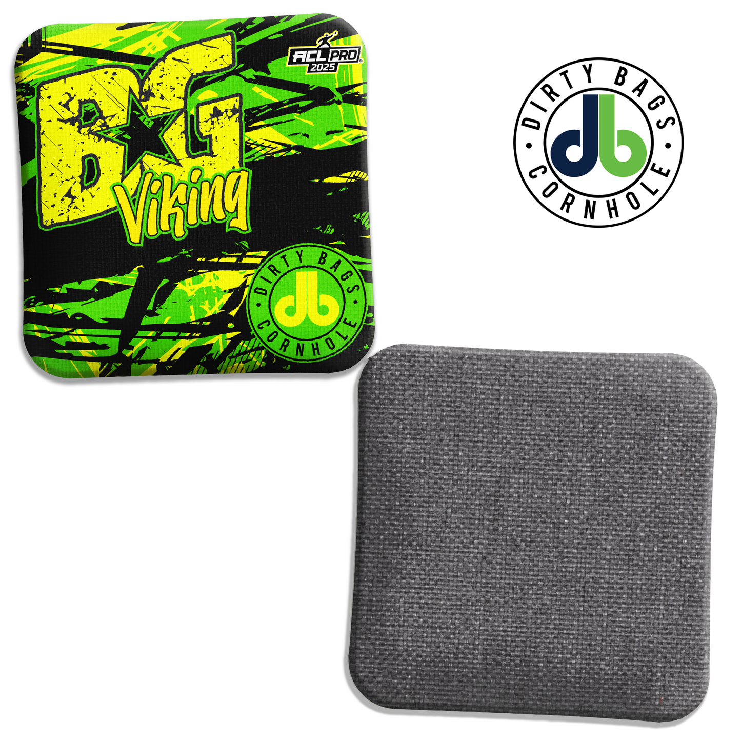 BG Cornhole Bags - Viking / Mercenary - Bright Green Grunge