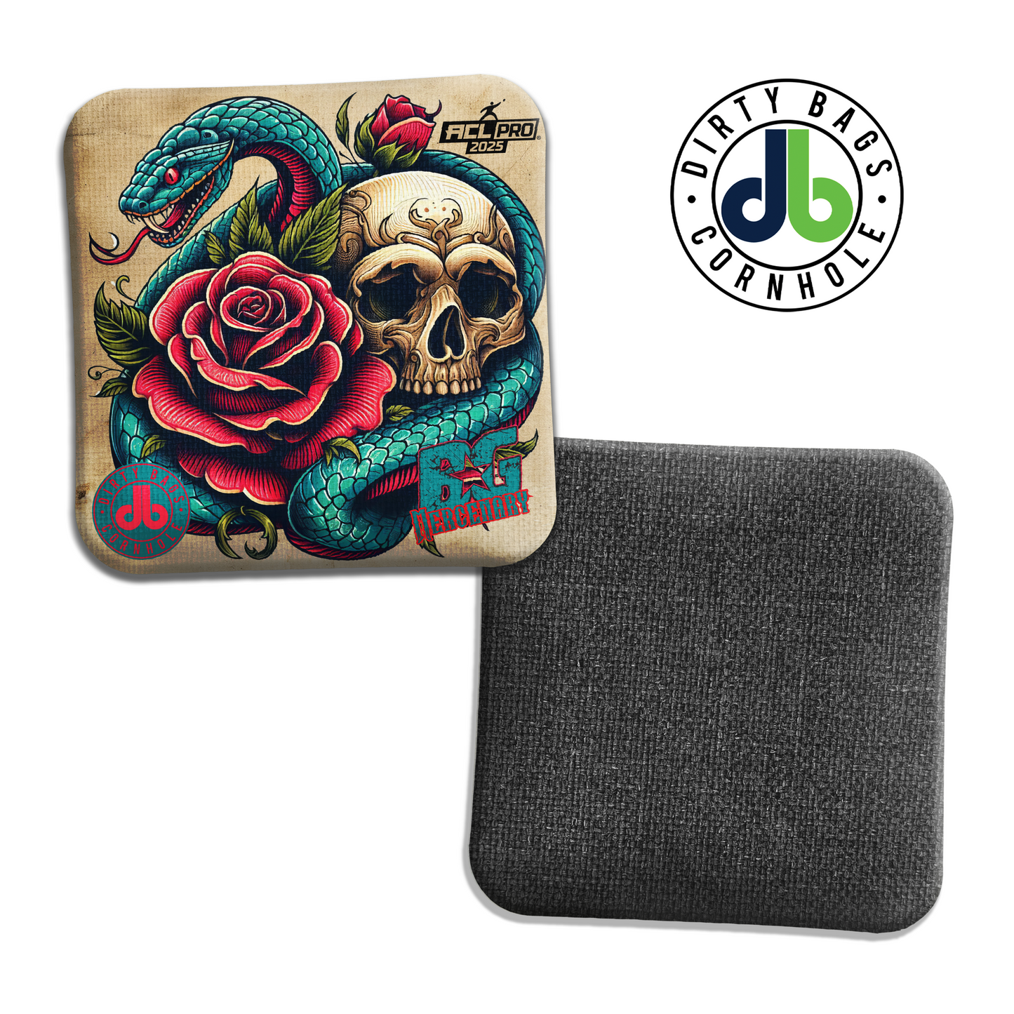 BG Cornhole Bags - Viking / Mercenary - Bold Will Hold Snake Skull