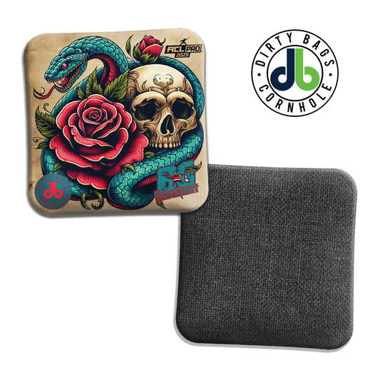 BG Cornhole Bags - Viking / Mercenary - Bold Will Hold Snake Skull