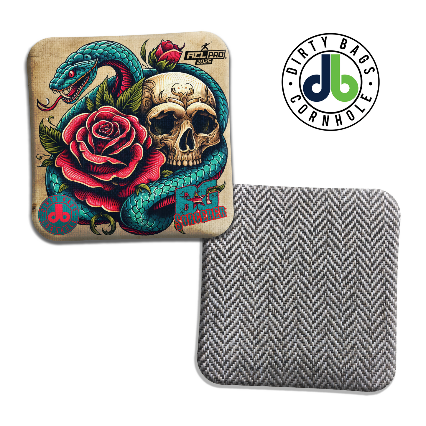 BG Cornhole Bags - Wizard L, Wizard, Sorcerer - Bold Will Hold Snake Skull