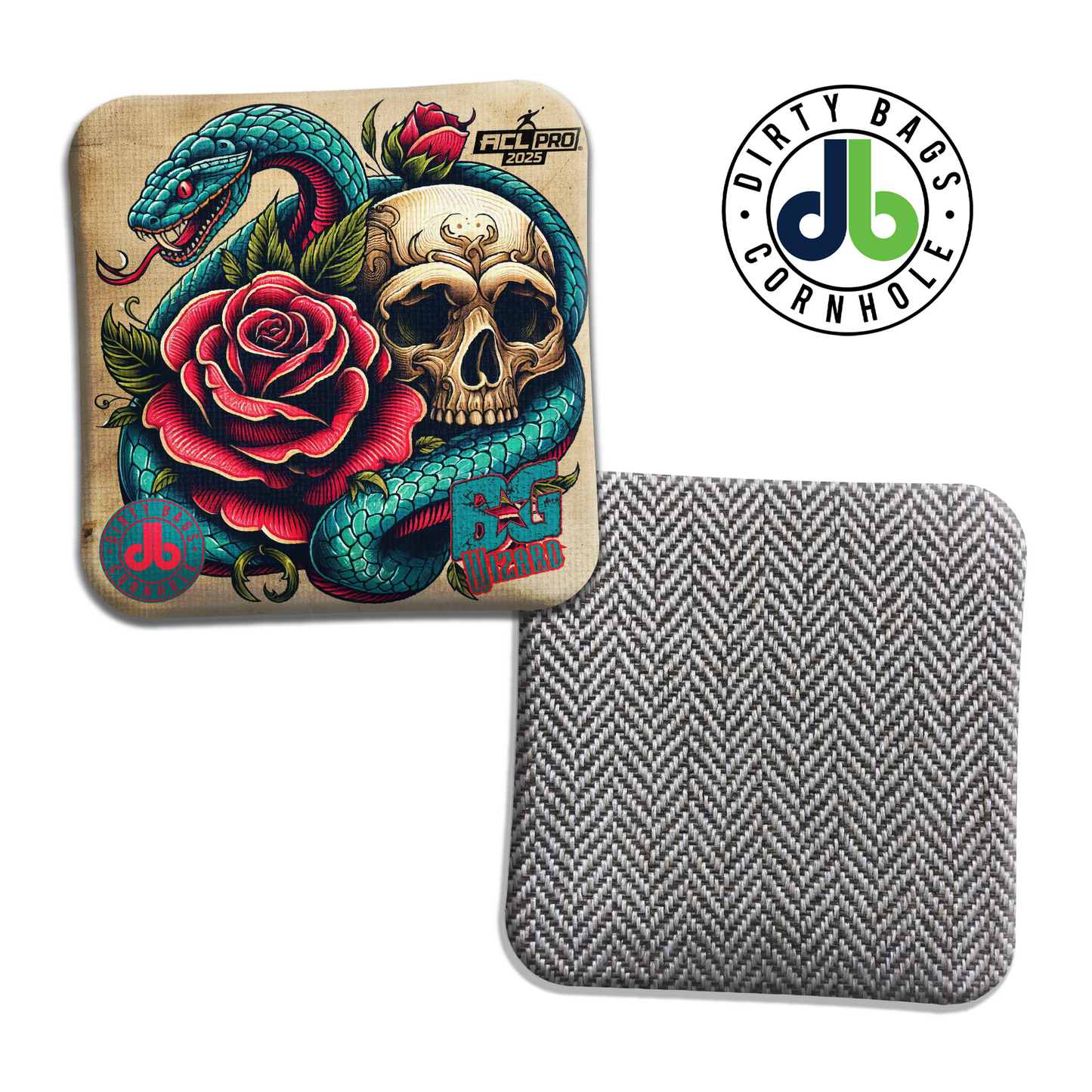 BG Cornhole Bags - Wizard L, Wizard, Sorcerer - Bold Will Hold Snake Skull