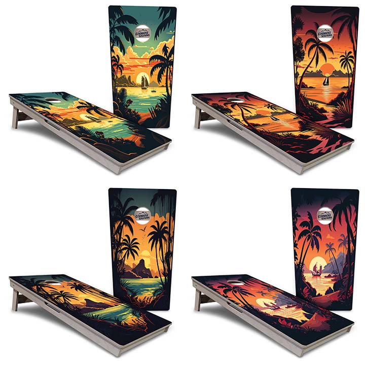Beach Sunset Cornhole Boards - Professional Tournament Series