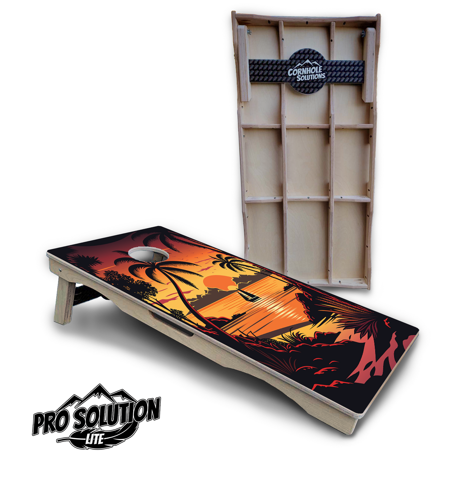 Beach Sunset Cornhole Boards - Pro Solution Lite Series