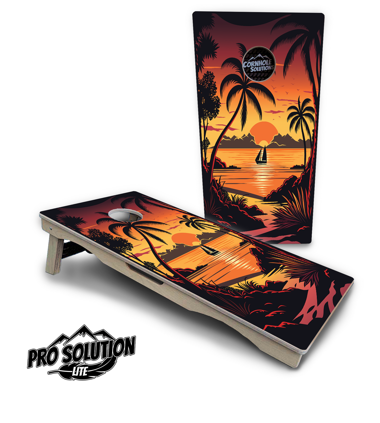 Beach Sunset Cornhole Boards - Pro Solution Lite Series