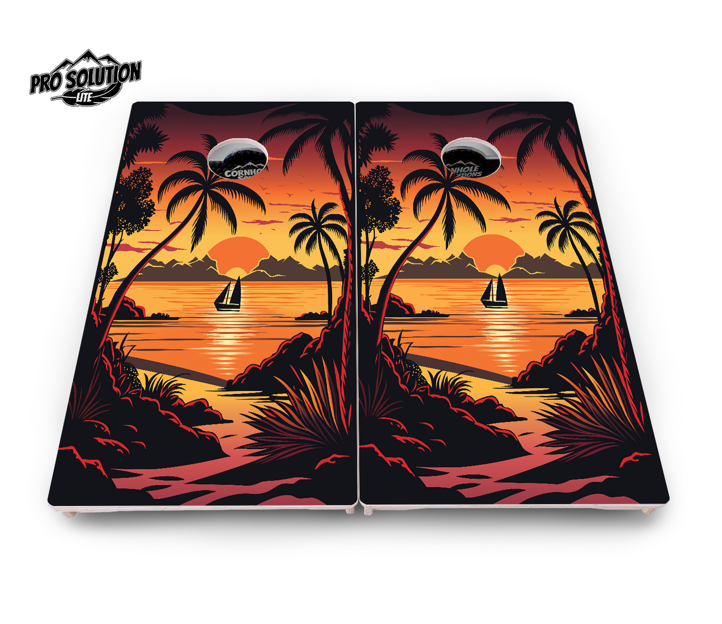 Beach Sunset Cornhole Boards - Pro Solution Lite Series