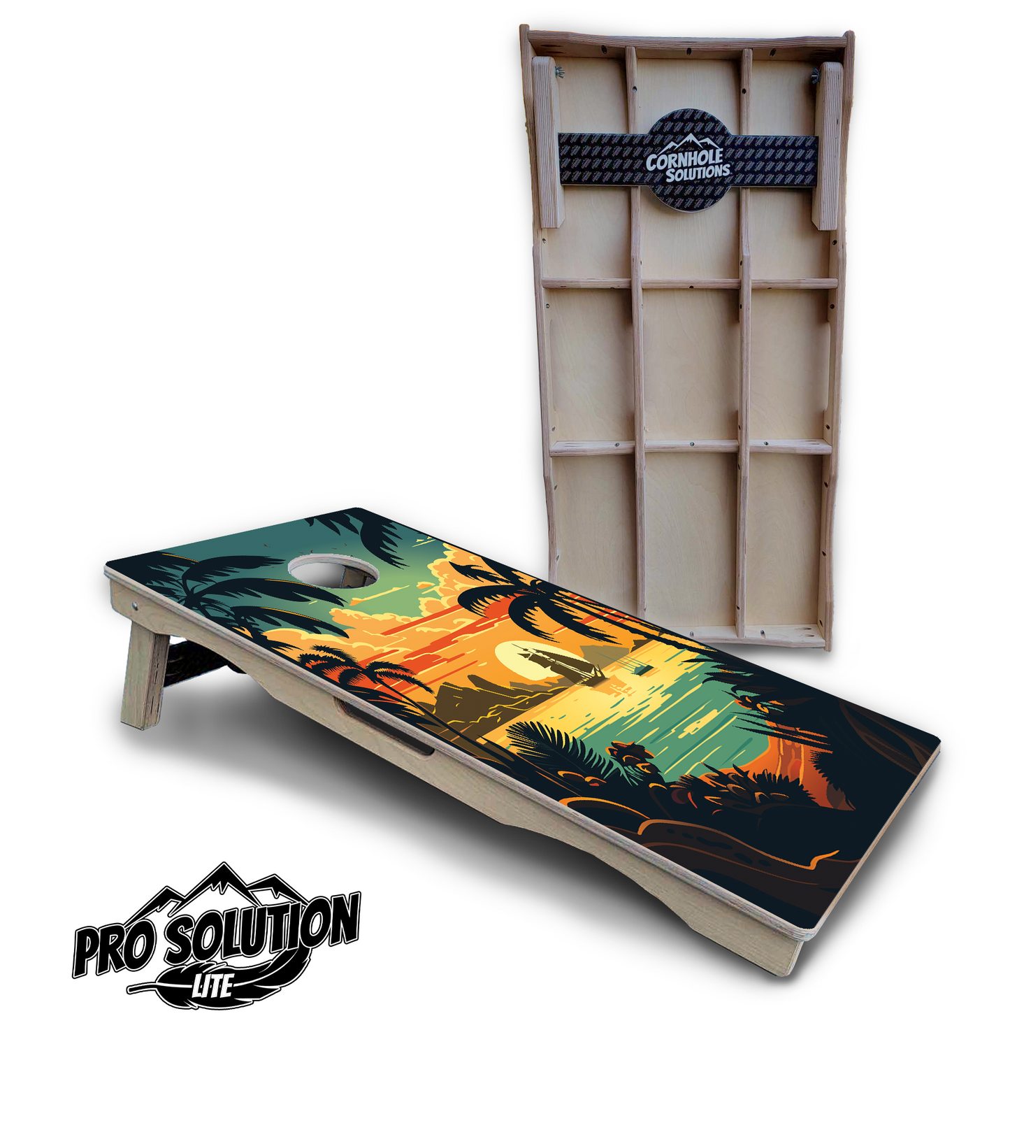 Beach Sunset Cornhole Boards - Pro Solution Lite Series