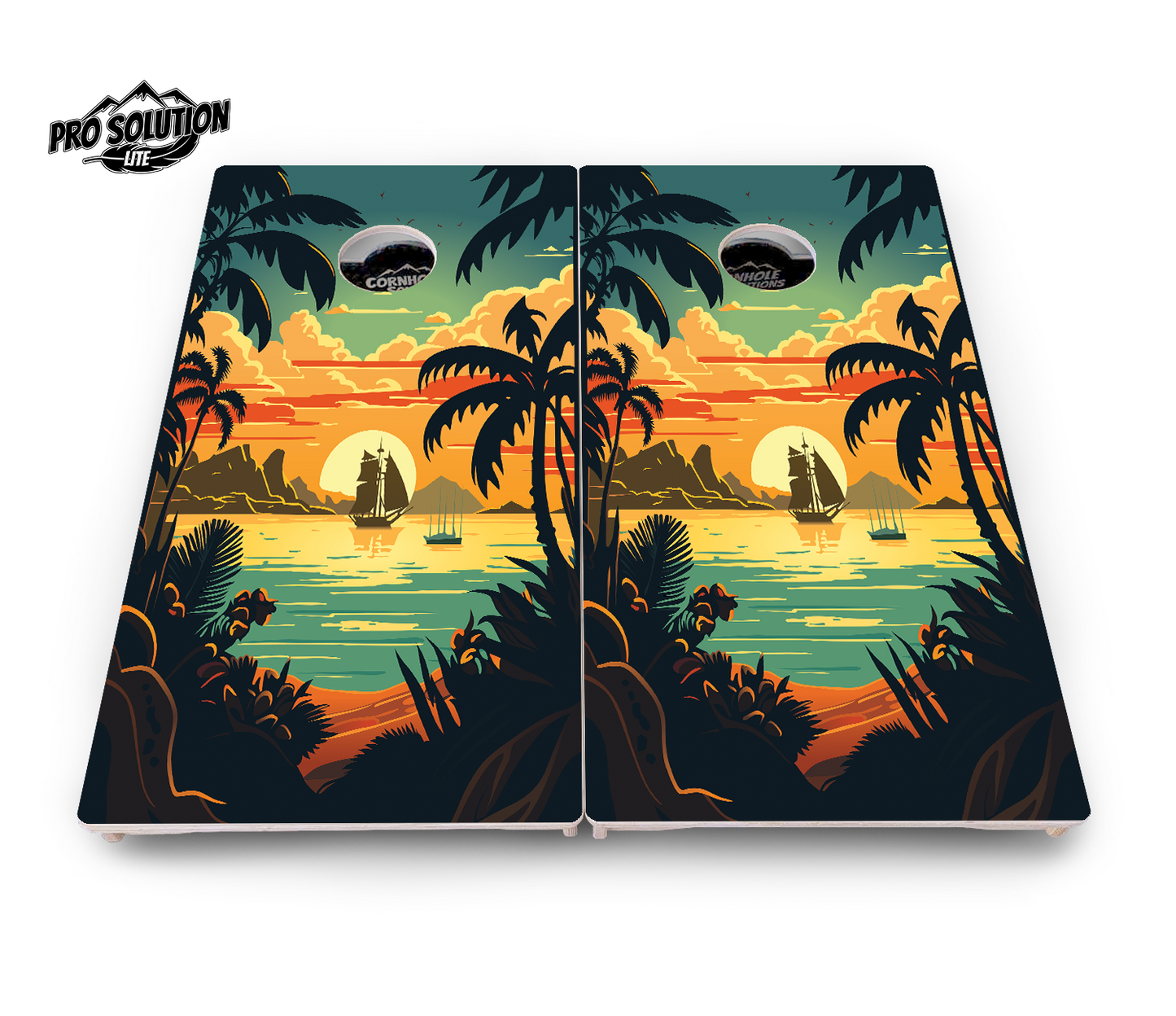 Beach Sunset Cornhole Boards - Pro Solution Lite Series