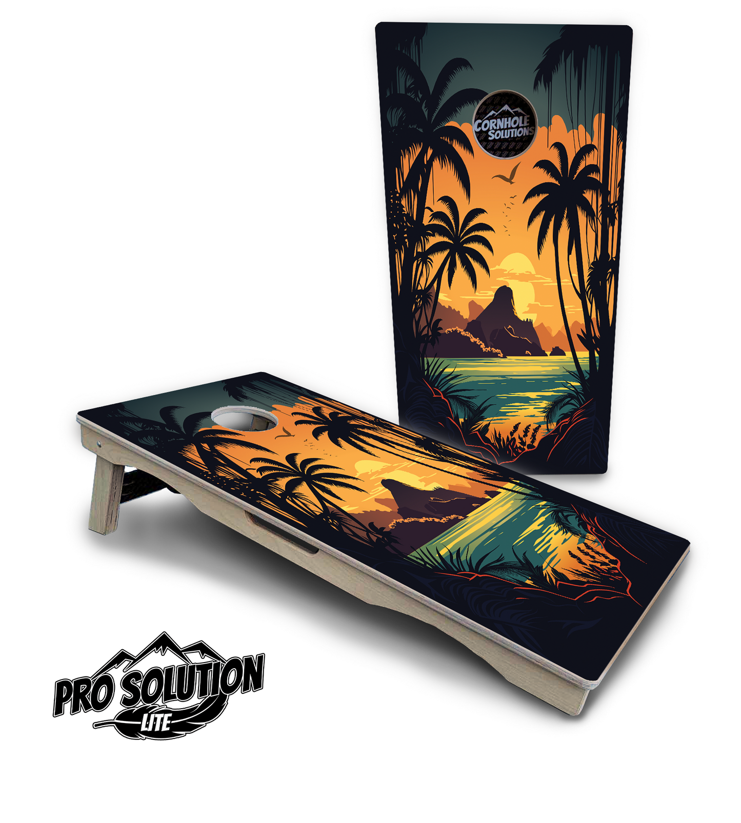 Beach Sunset Cornhole Boards - Pro Solution Lite Series