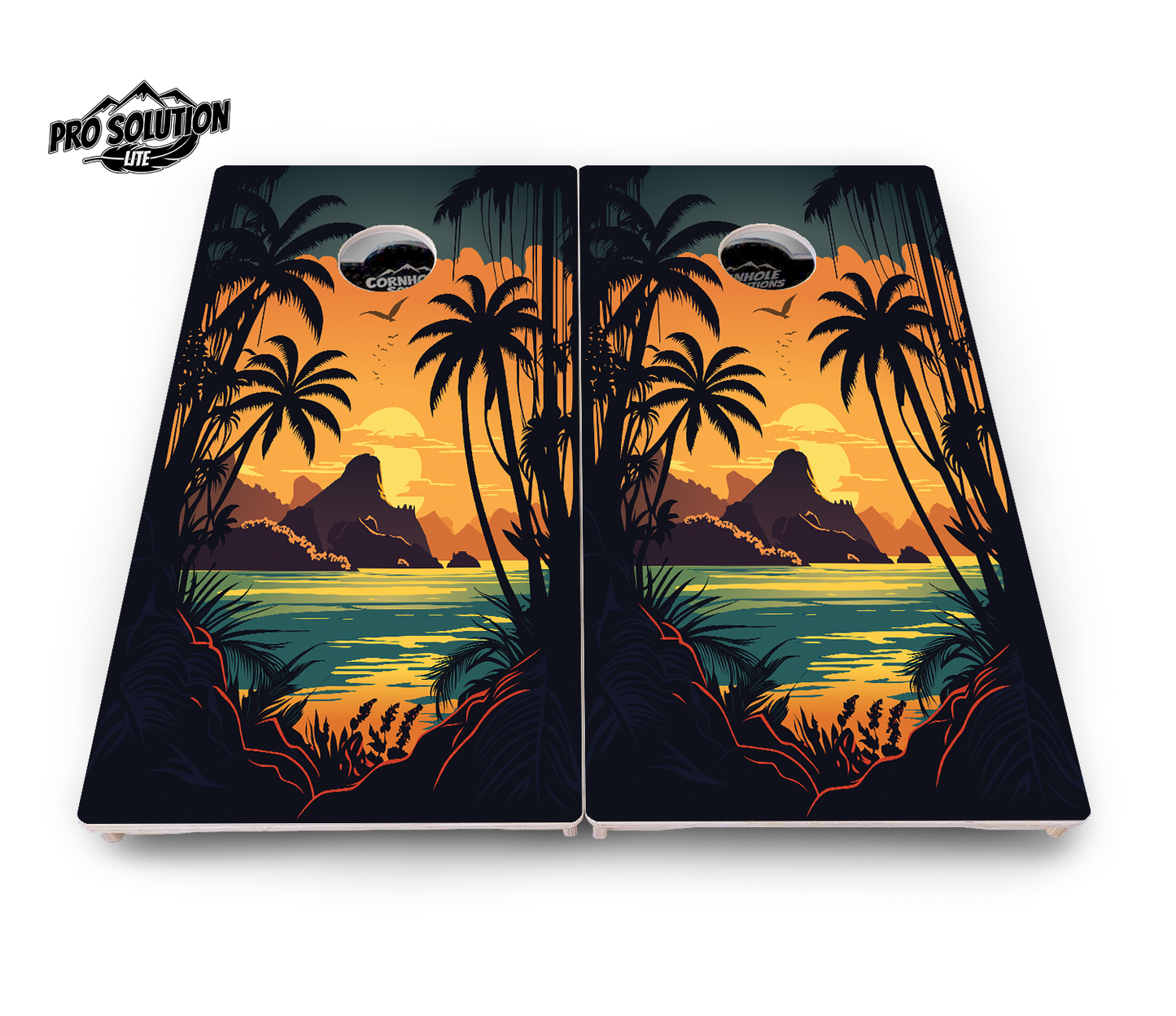 Beach Sunset Cornhole Boards - Pro Solution Lite Series