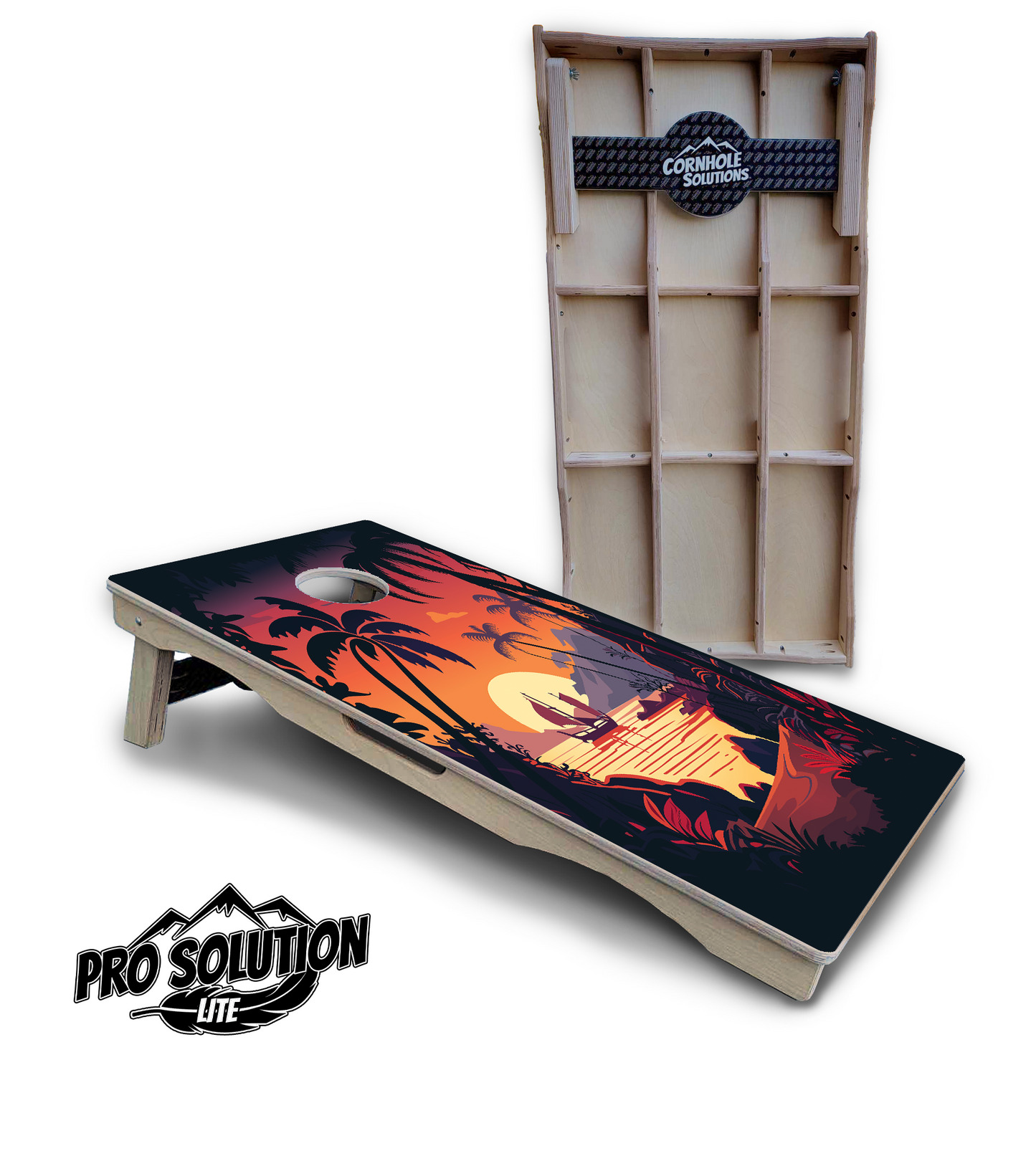 Beach Sunset Cornhole Boards - Pro Solution Lite Series