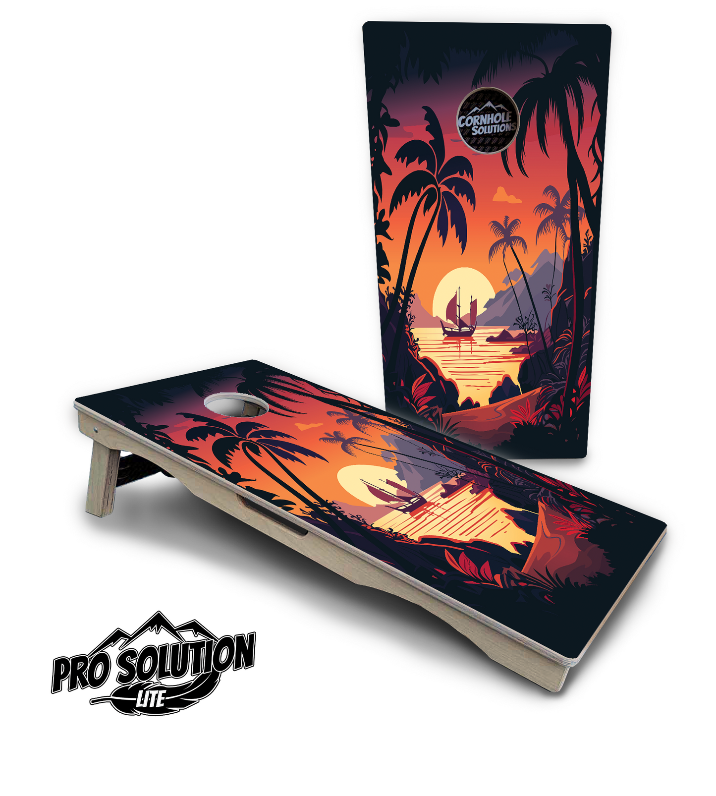 Beach Sunset Cornhole Boards - Pro Solution Lite Series