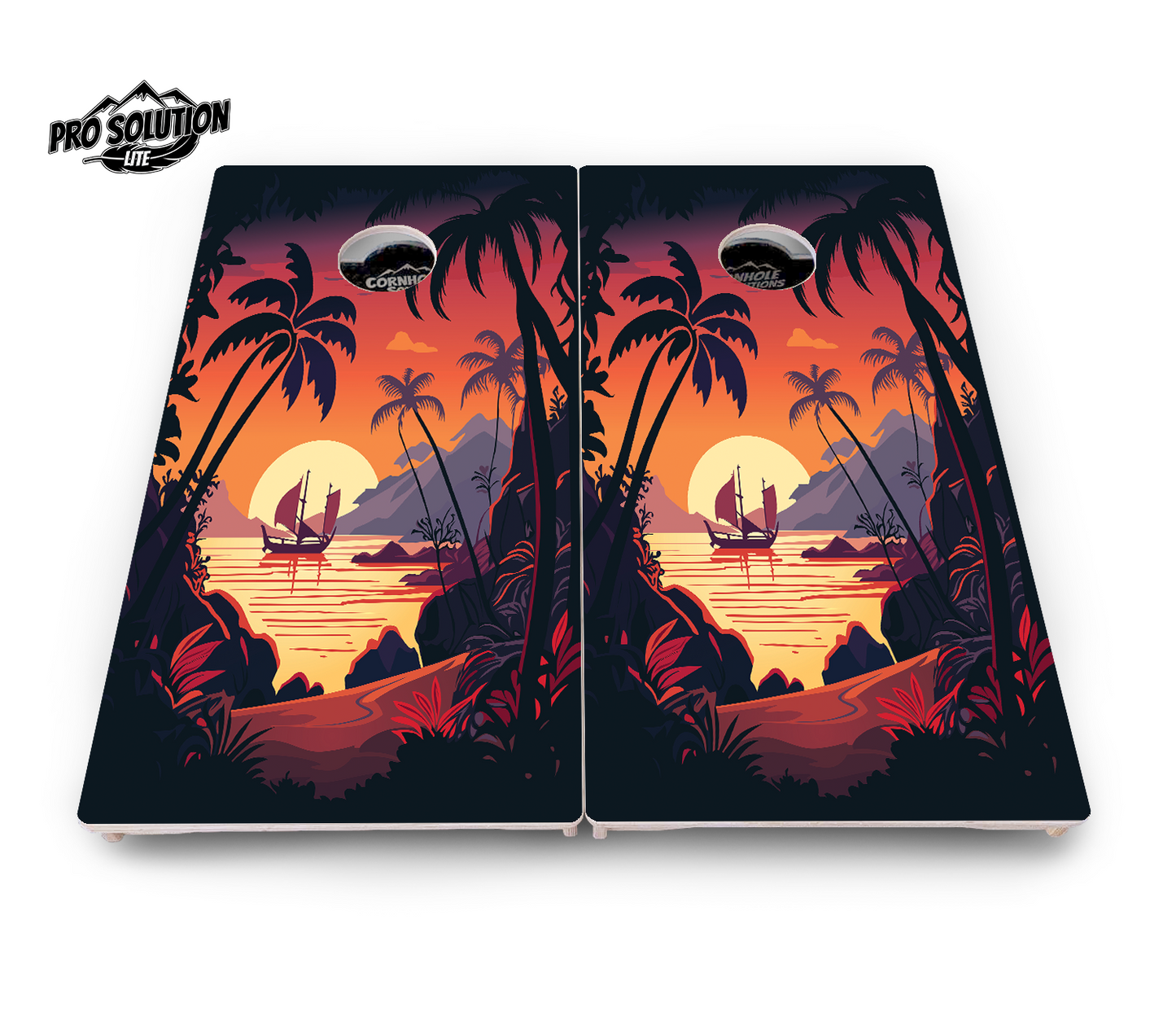 Beach Sunset Cornhole Boards - Pro Solution Lite Series