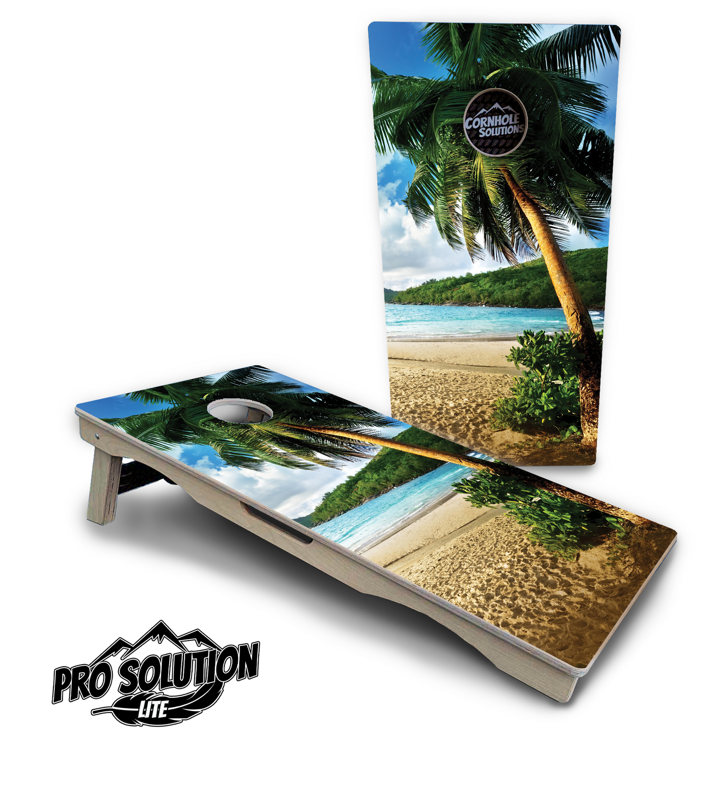 Beach Scene Cornhole Boards - Pro Solution Lite Series
