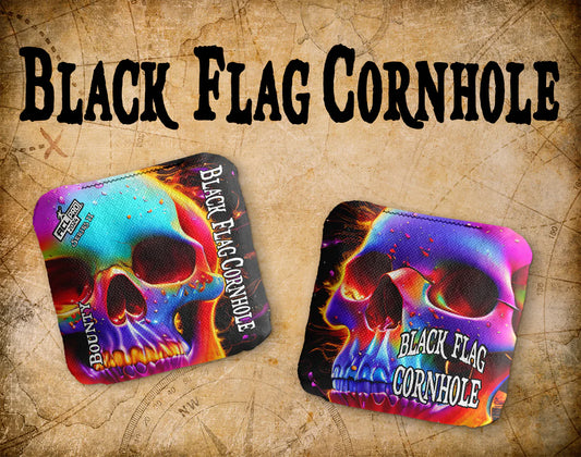 Black Flag Cornhole Bags - Psychedelic Skull