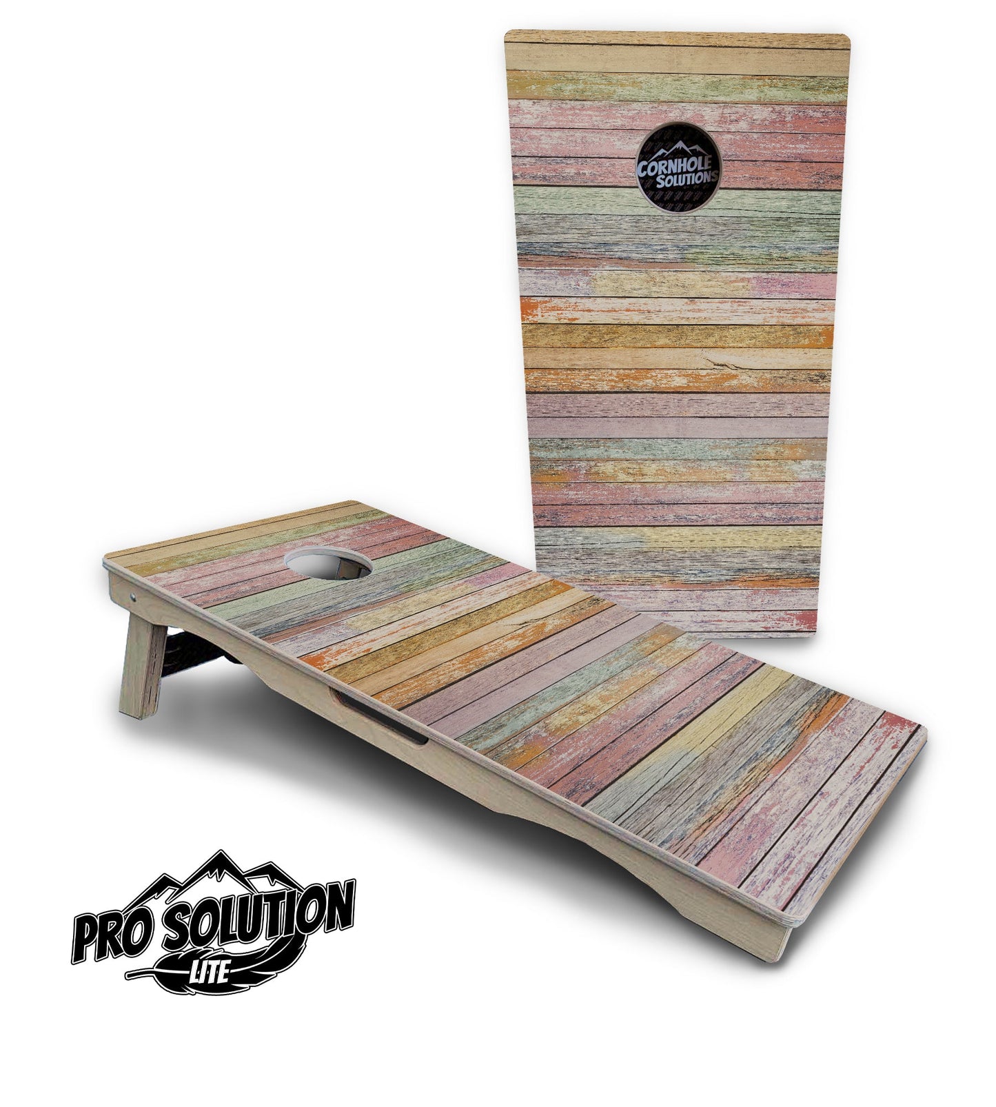 Pastel Color Planks Cornhole Boards - Pro Solution Lite Series