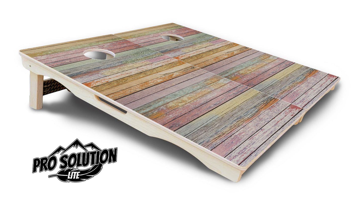 Pastel Color Planks Cornhole Boards - Pro Solution Lite Series