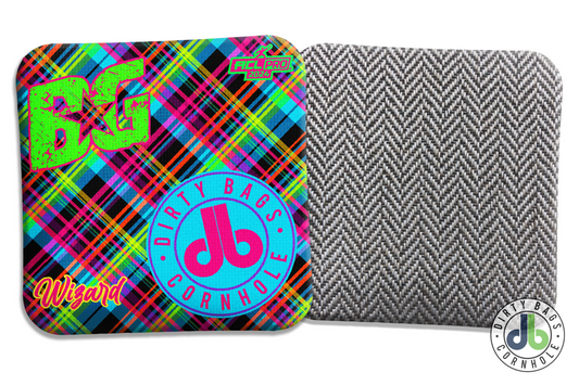 Plaid Cornhole Bags - BG Wizard in Neon Colors