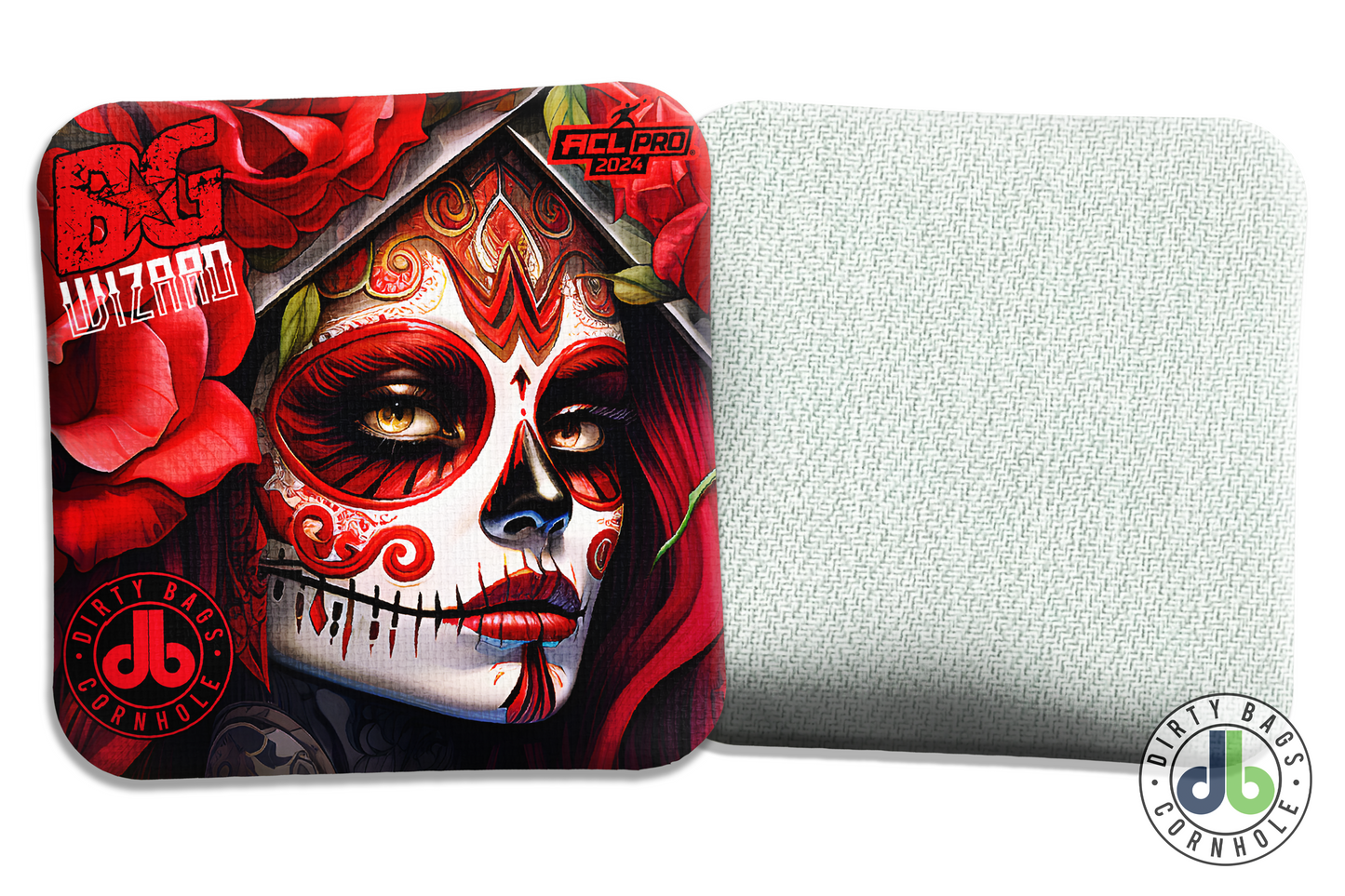 BG Cornhole Wizard - Dia De Los Muertos Red