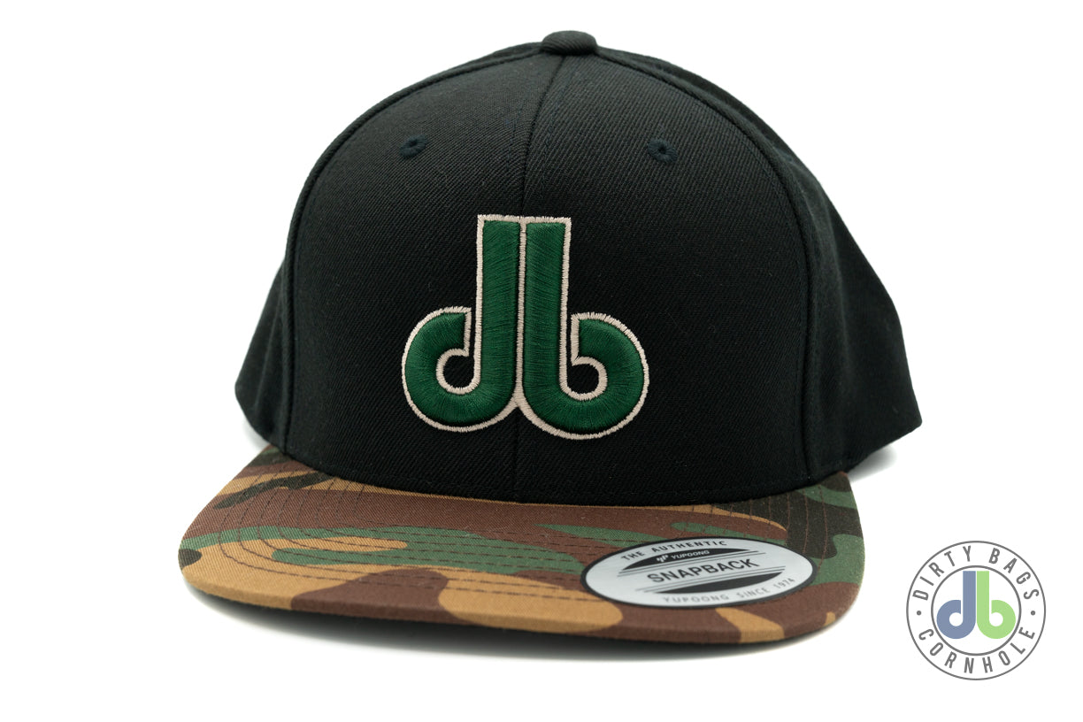 Cornhole Hat - Black and Camo Bill