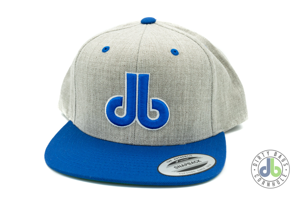 db Cornhole Hat - Heather Gray and Royal Two Tone