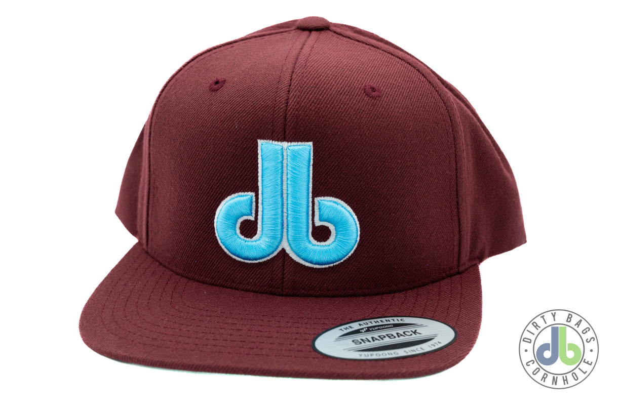 db Cornhole Hat - Maroon and Sky Blue