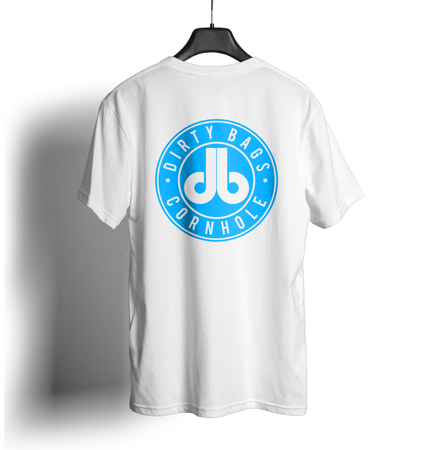 Dirty Bags Cornhole Shirt - Light Blue Logo