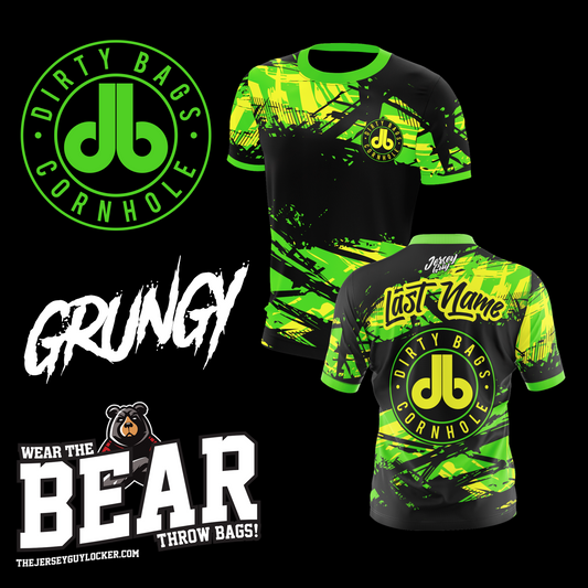 Cornhole Jerseys - Dirty Bags "Grungy" Edition - Green and Yellow