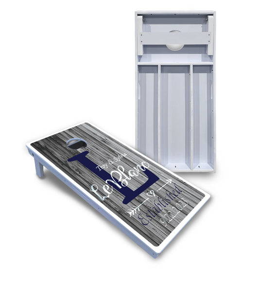 Grey Slat Wood Cornhole Boards - All Weather Series