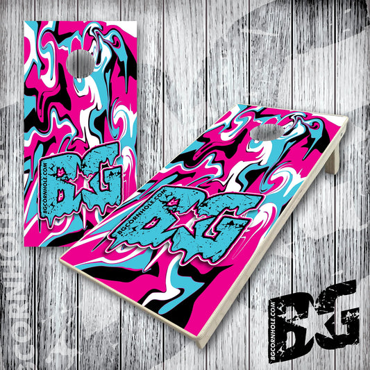 BG Cornhole Boards - Pink and Blue Drip
