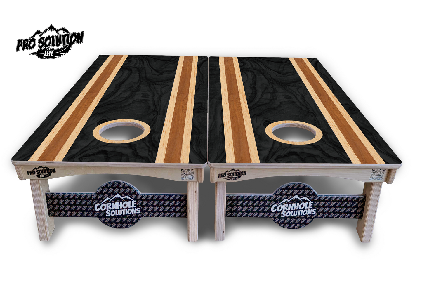 Dark Wood Stripes Cornhole Boards - Pro Solution Lite Series