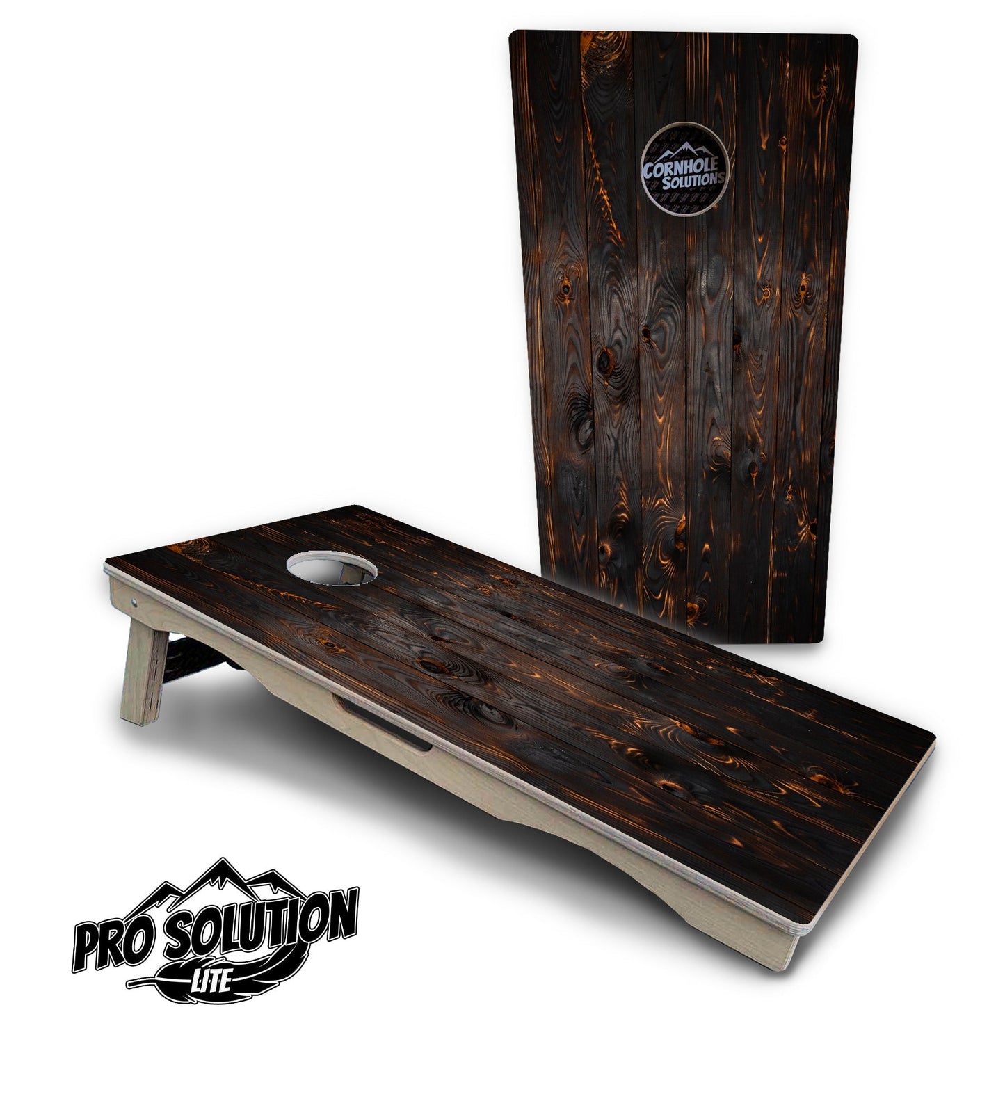 Dark Burnt Wood Cornhole Boards - Pro Solution Elite Series