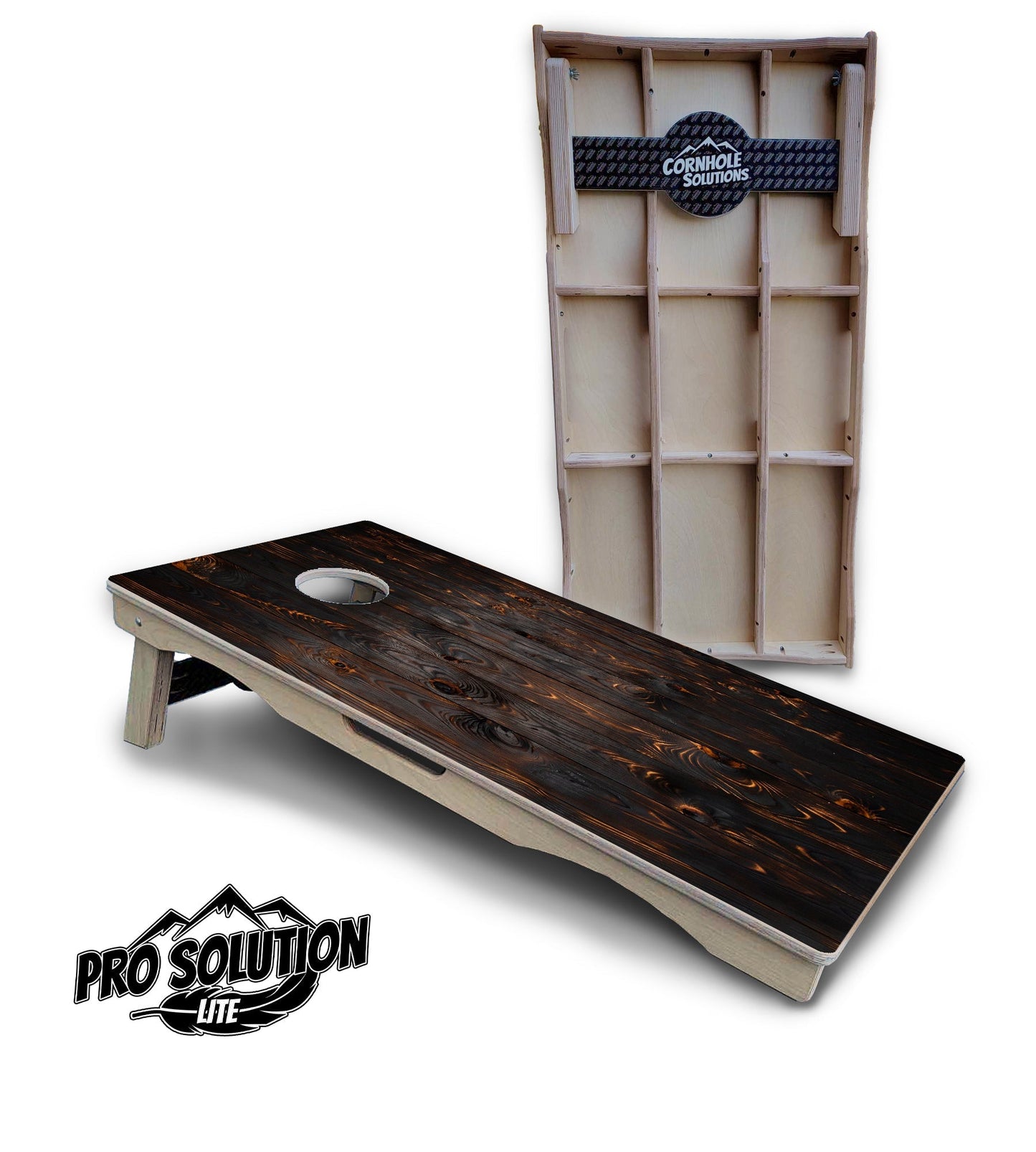 Dark Burnt Wood Cornhole Boards - Pro Solution Elite Series