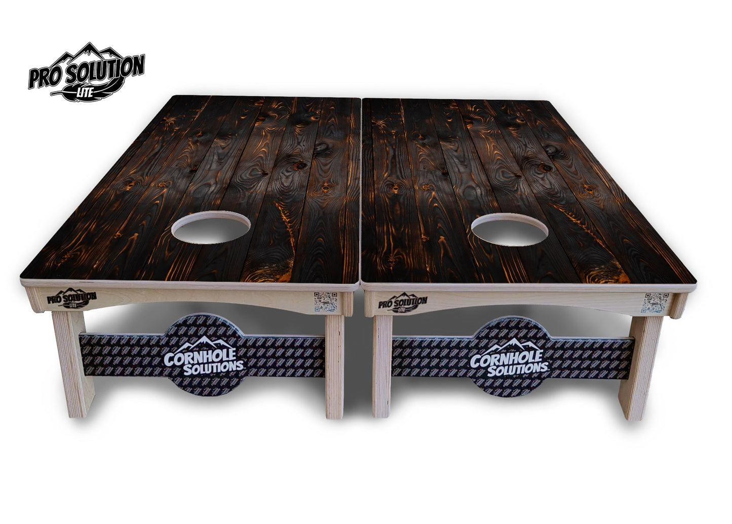 Dark Burnt Wood Cornhole Boards - Pro Solution Elite Series
