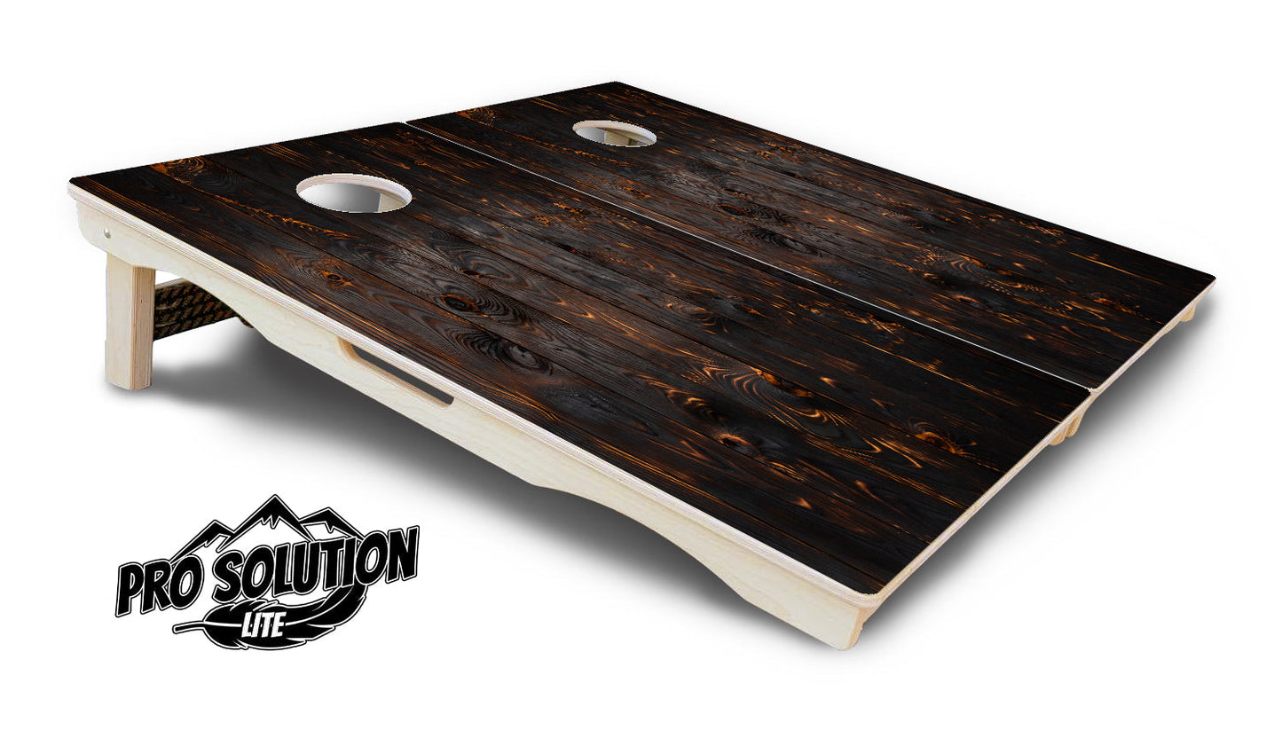 Dark Burnt Wood Cornhole Boards - Pro Solution Elite Series
