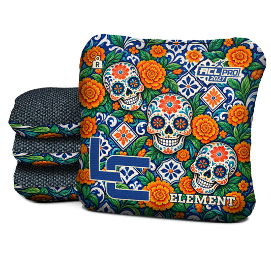 Calavera Marigold Mosaic - Cornhole Bags - Multiple Series - Set of 4