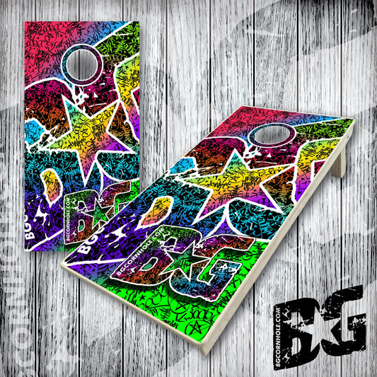 BG Cornhole Boards - Rainbow Graffiti