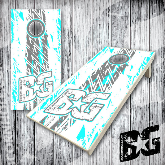 BG Cornhole Boards - Grunge - Sky Blue