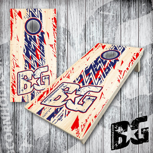 BG Cornhole Boards - Grunge - Red and Blue
