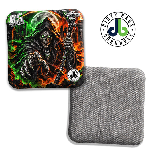 BG Neon Grim Reaper Orange and Green cornhole bags