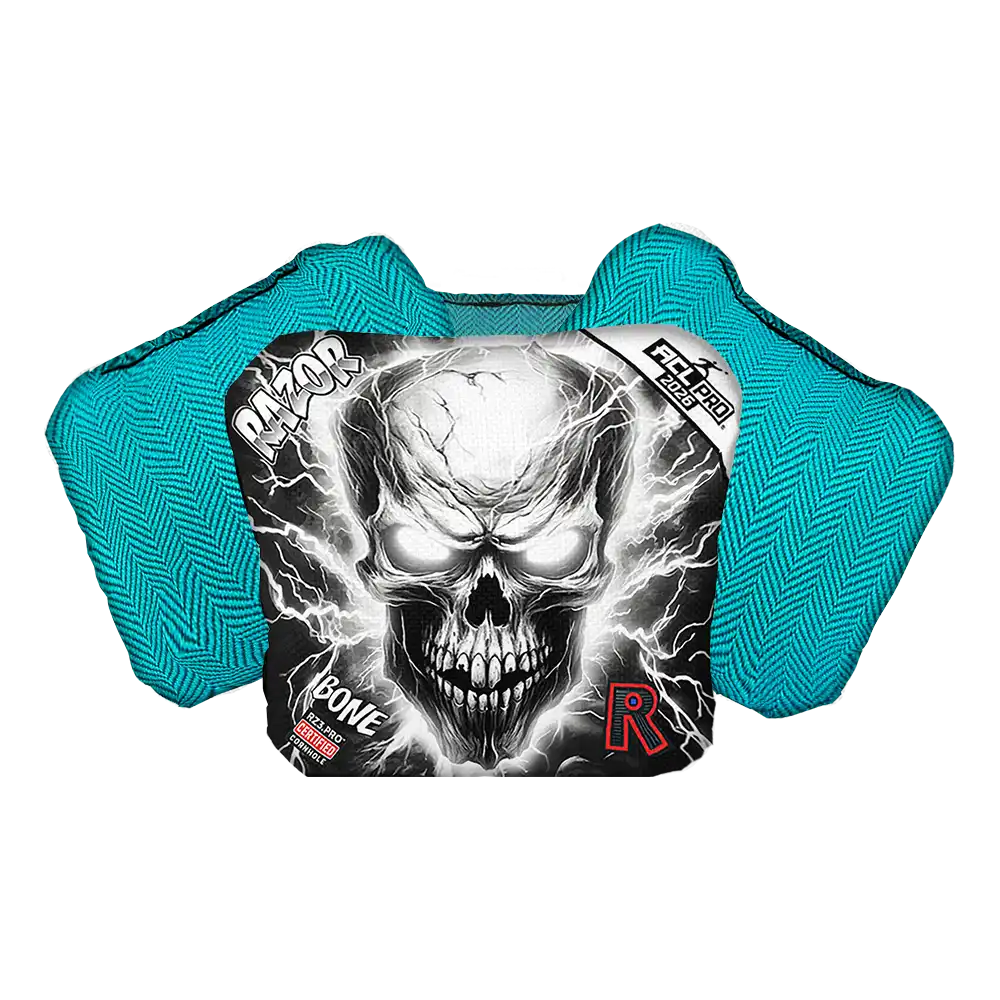Bone | Skull Lighting Strike | ACL PRO Razor Cornhole Bags