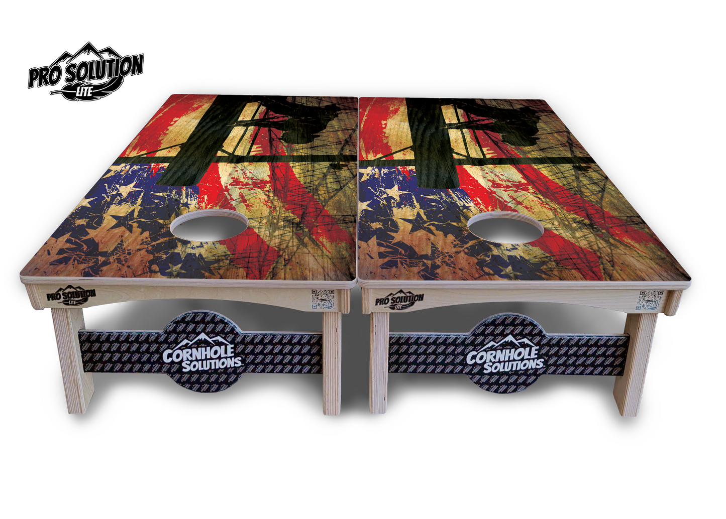 Faded Lineman Flag Cornhole Boards - Pro Solution Lite Series