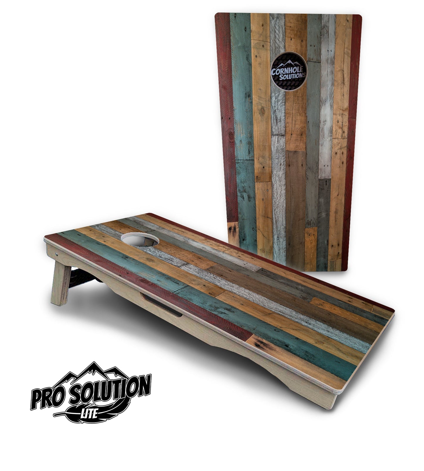 Metallic Wood Planks Cornhole Boards - Pro Solution Lite Series