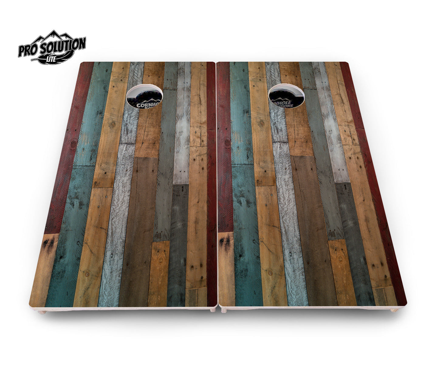 Metallic Wood Planks Cornhole Boards - Pro Solution Lite Series