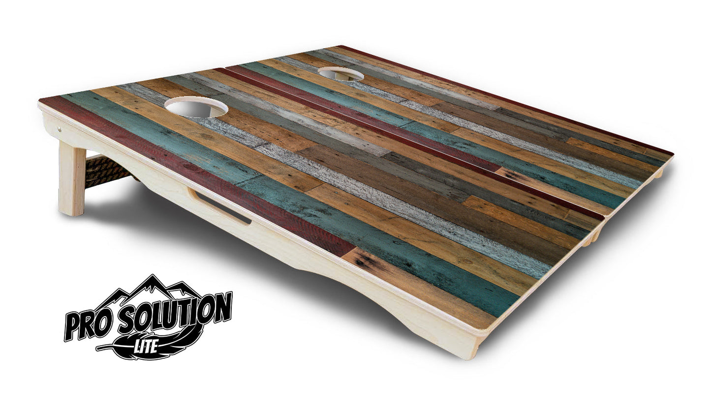 Metallic Wood Planks Cornhole Boards - Pro Solution Lite Series