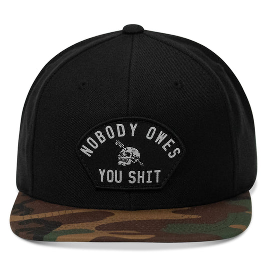 Nobody Owes Your Shit Arched Patch Flatbill SnapBack Hat