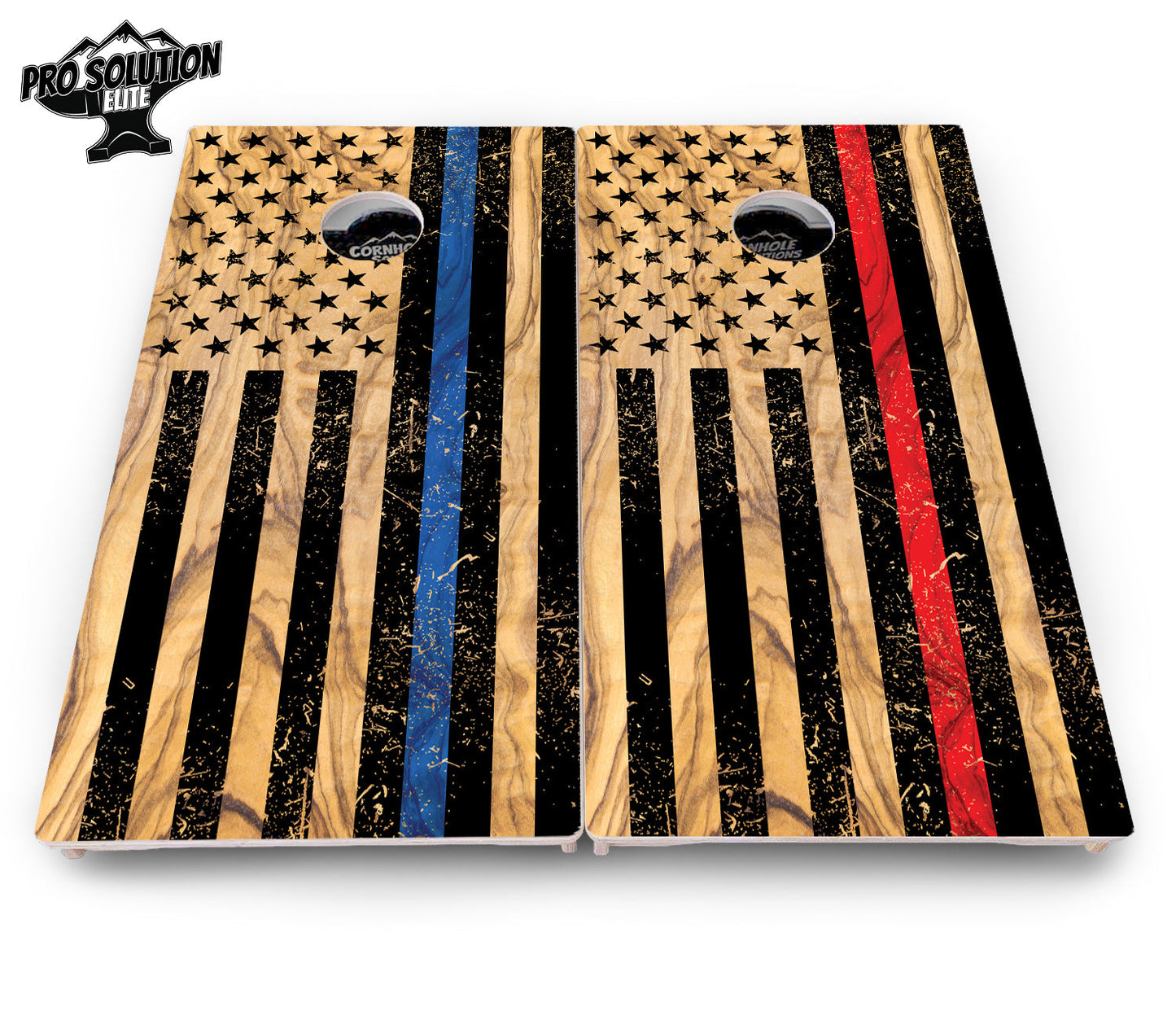 Light Wood Flag Cornhole Boards - Pro Solution Elite Series