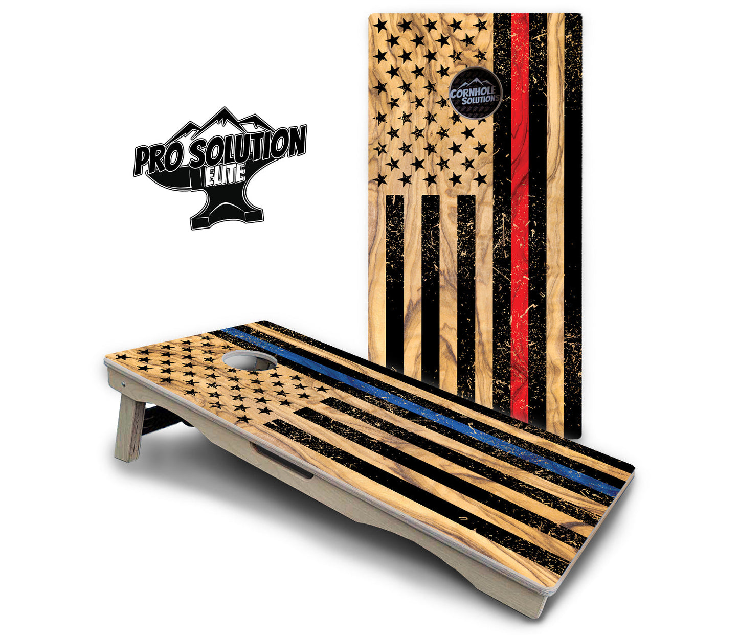 Light Wood Flag Cornhole Boards - Pro Solution Elite Series