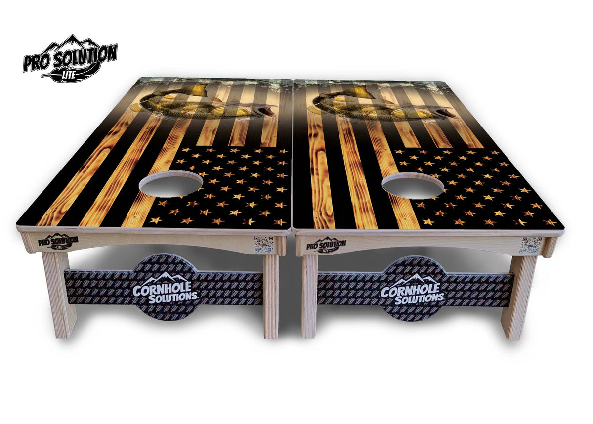 Hidden Deer & Fish Flag Cornhole Boards - Pro Solution Lite Series