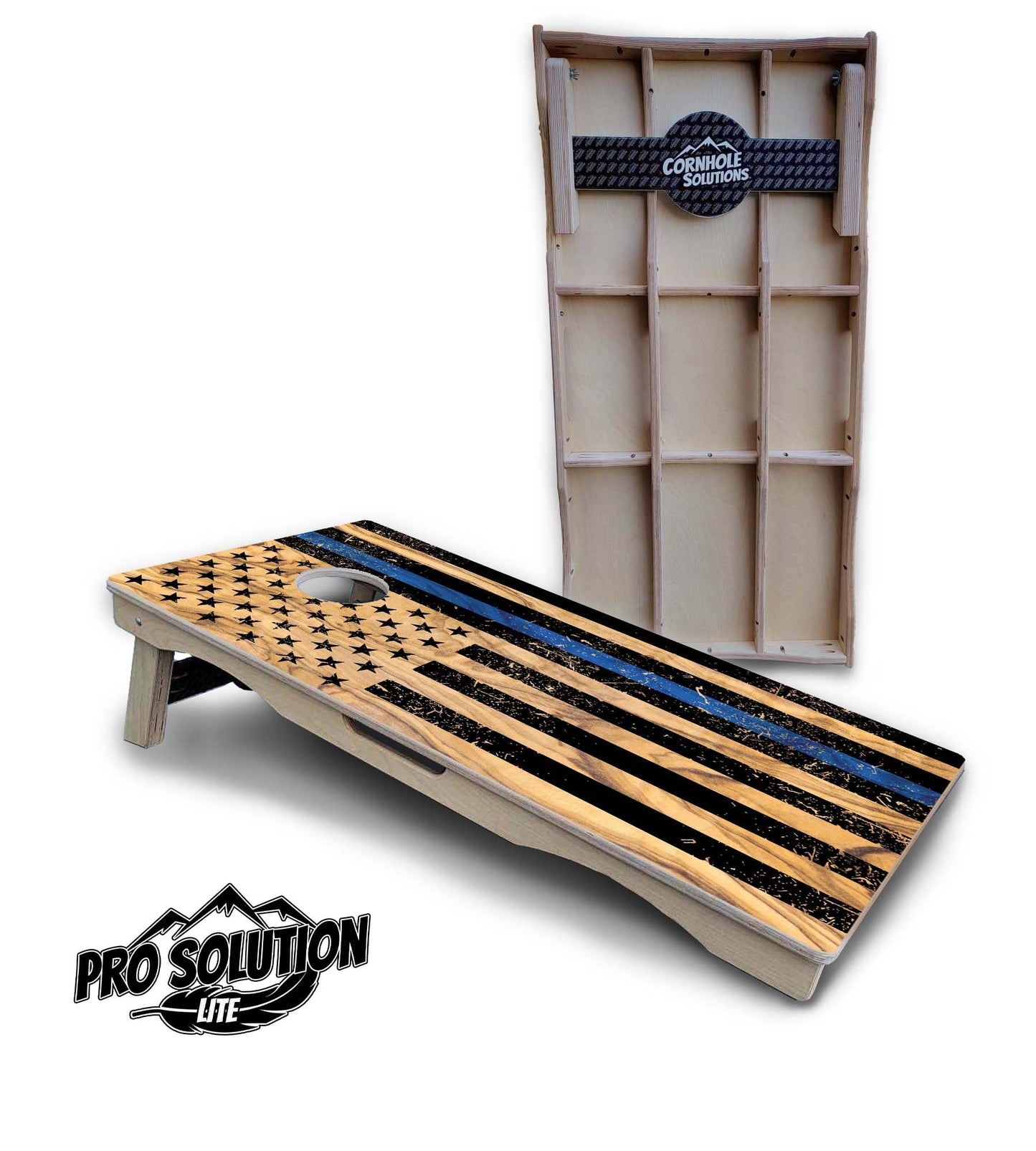 Light Wood Flag Cornhole Boards - Pro Solution Lite Series