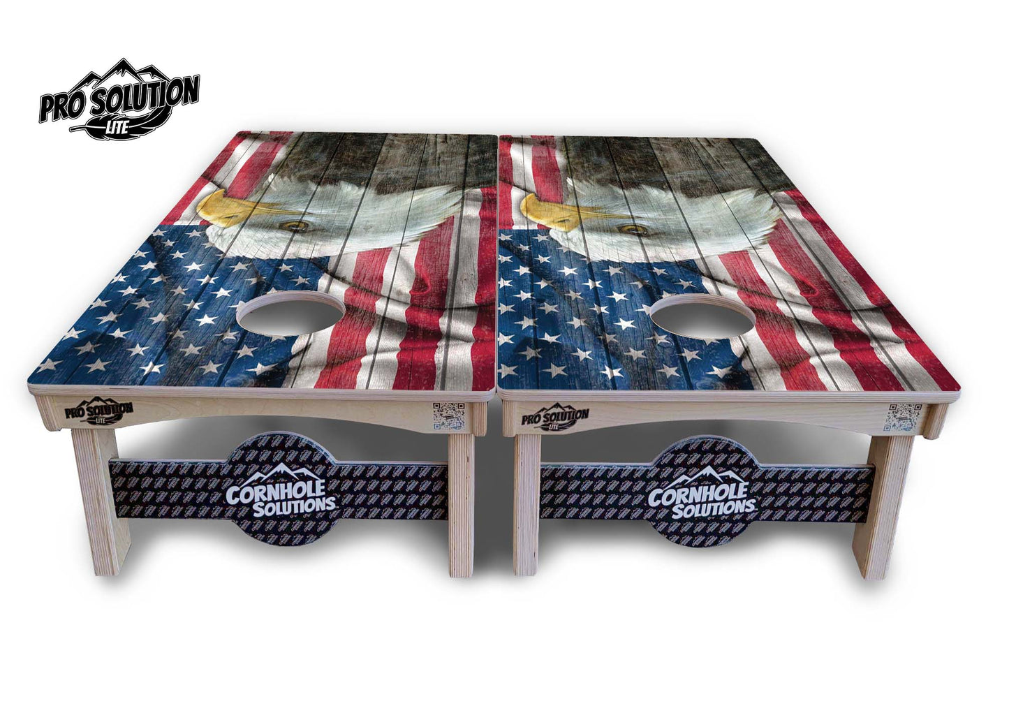 Faded Eagle Flag Cornhole Boards - Pro Solution Lite Series